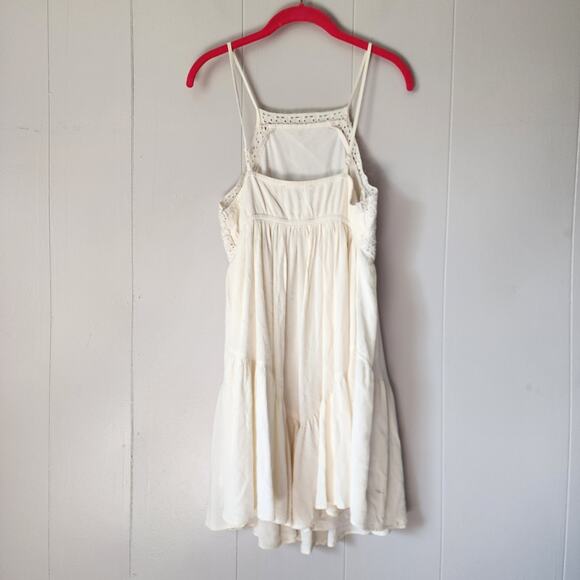American Eagle Boho Cottage Ruffle Cream Eyelet Vintage Dress Sz Small - Picture 9 of 12